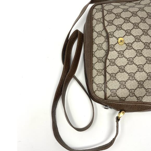 Gucci Vintage GG Monogram Logo PVC Leather Shoulder Bag Beige Brown - Picture 11 of 16